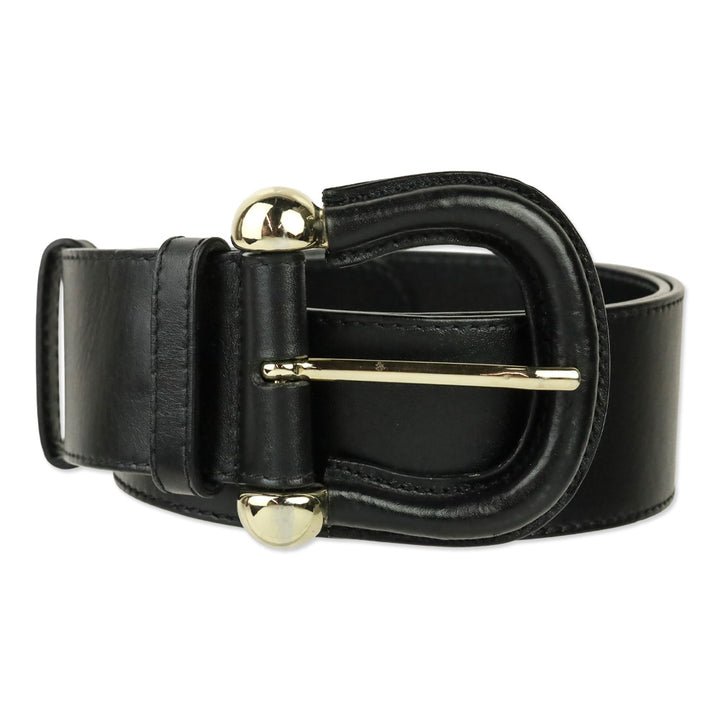 Burberry Black Leather Western Buckle Belt