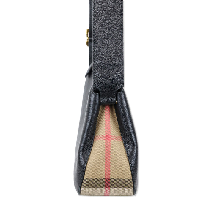 Burberry Black Leather/Nova Check Canvas Shoulder Bag
