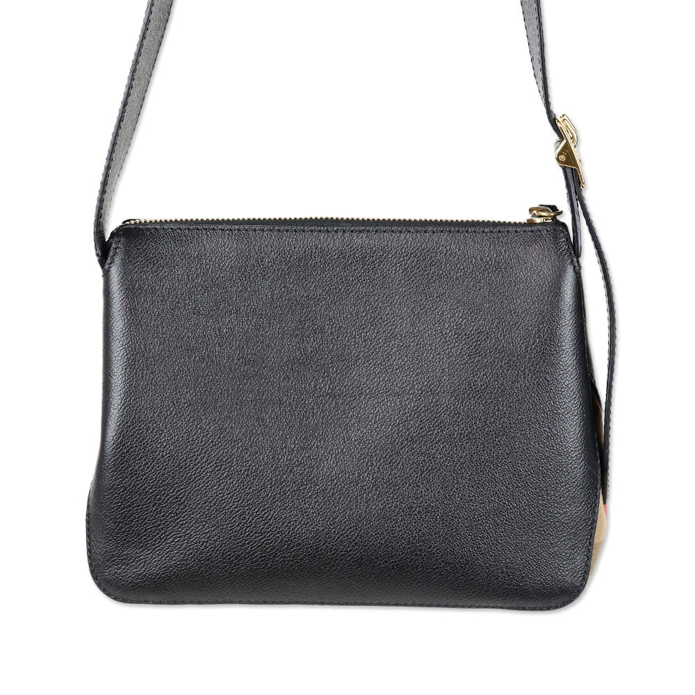 Burberry Black Leather/Nova Check Canvas Shoulder Bag