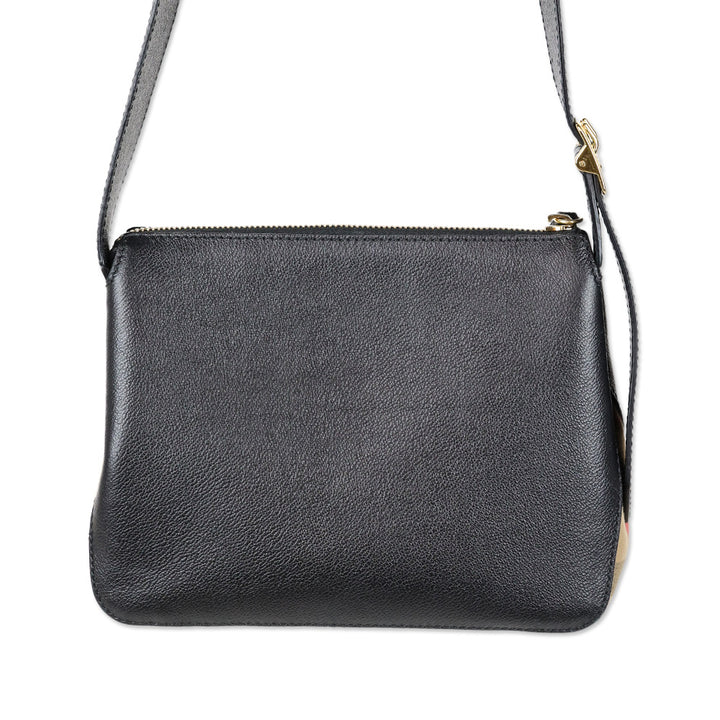 Burberry Black Leather/Nova Check Canvas Shoulder Bag