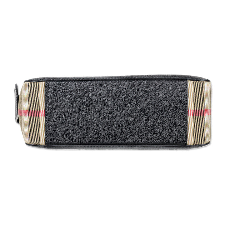 Burberry Black Leather/Nova Check Canvas Shoulder Bag