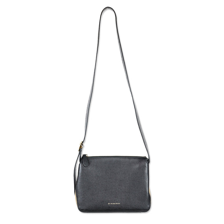 Burberry Black Leather/Nova Check Canvas Shoulder Bag