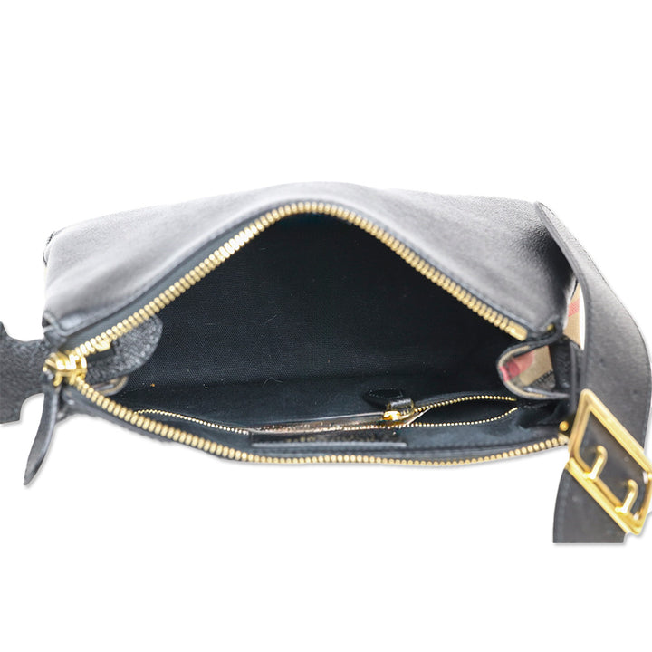 Burberry Black Leather/Nova Check Canvas Shoulder Bag