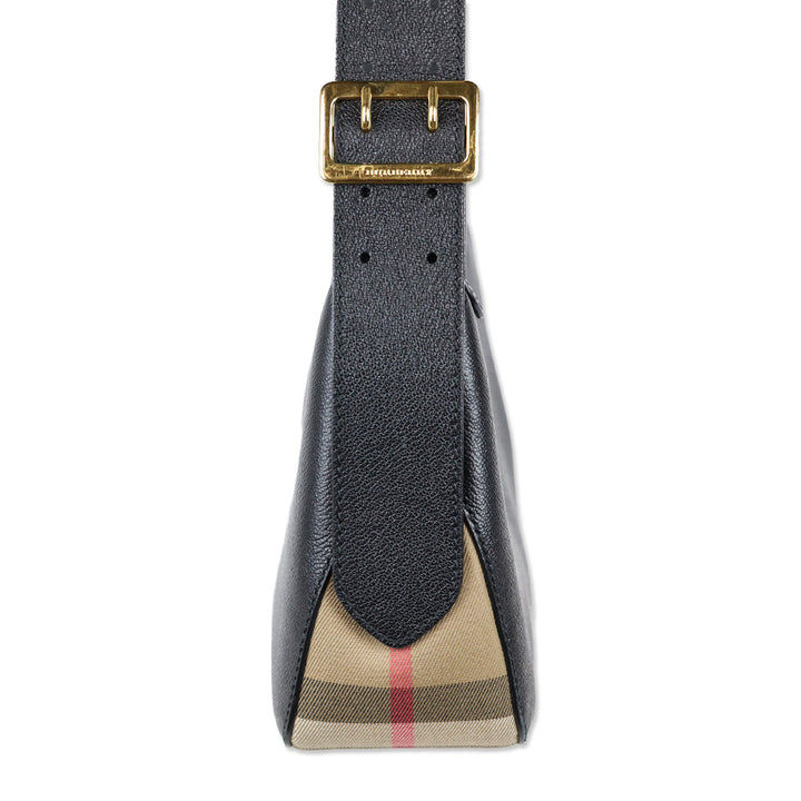 Burberry Black Leather/Nova Check Canvas Shoulder Bag