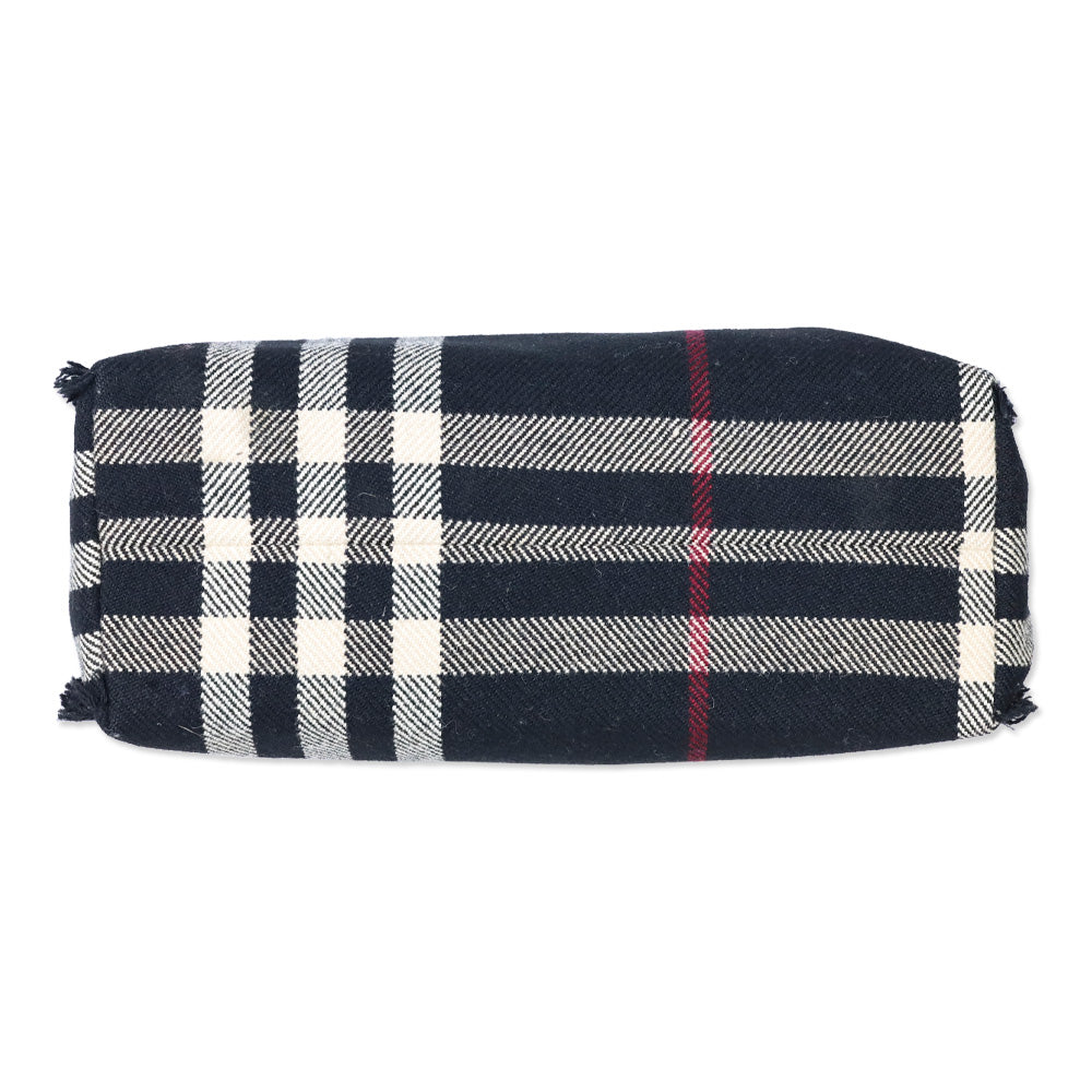 Burberry Black Nova Check Wool Fringe Top Handle Tote Bag