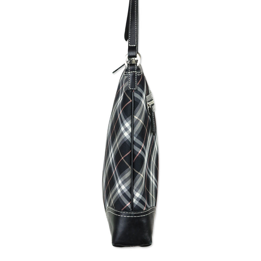 Burberry Black Plaid Canvas Shoulder Bag