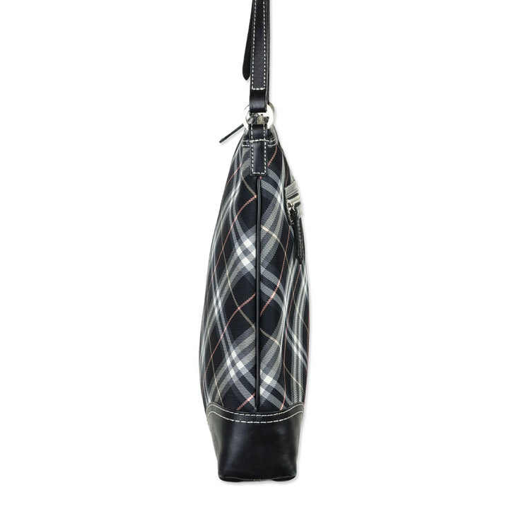 Burberry Black Plaid Canvas Shoulder Bag