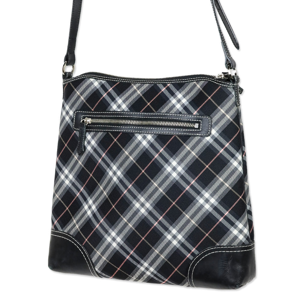 Burberry Black Plaid Canvas Shoulder Bag