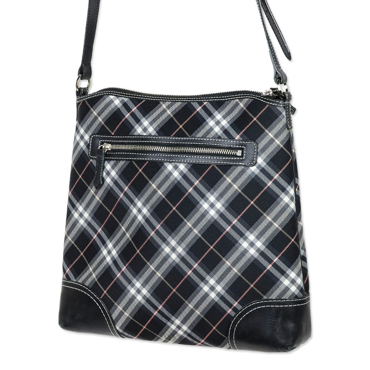 Burberry Black Plaid Canvas Shoulder Bag