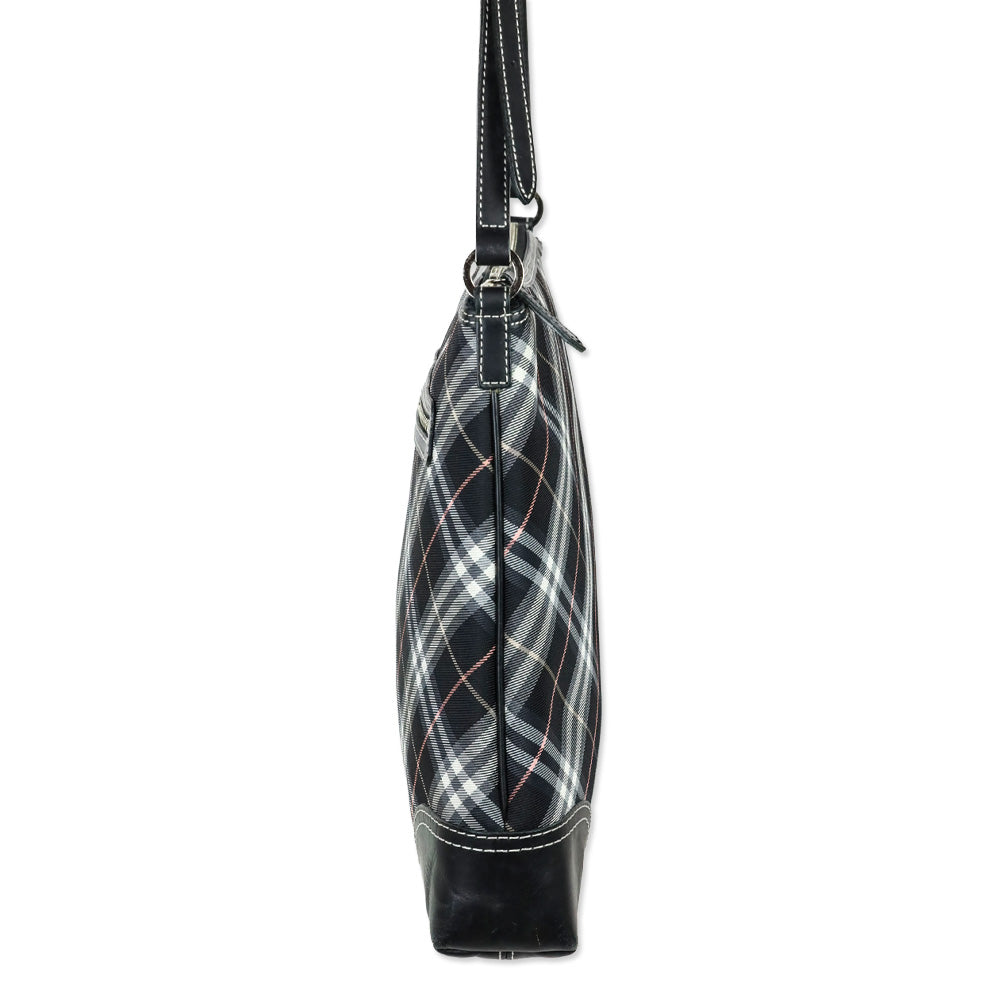 Burberry Black Plaid Canvas Shoulder Bag