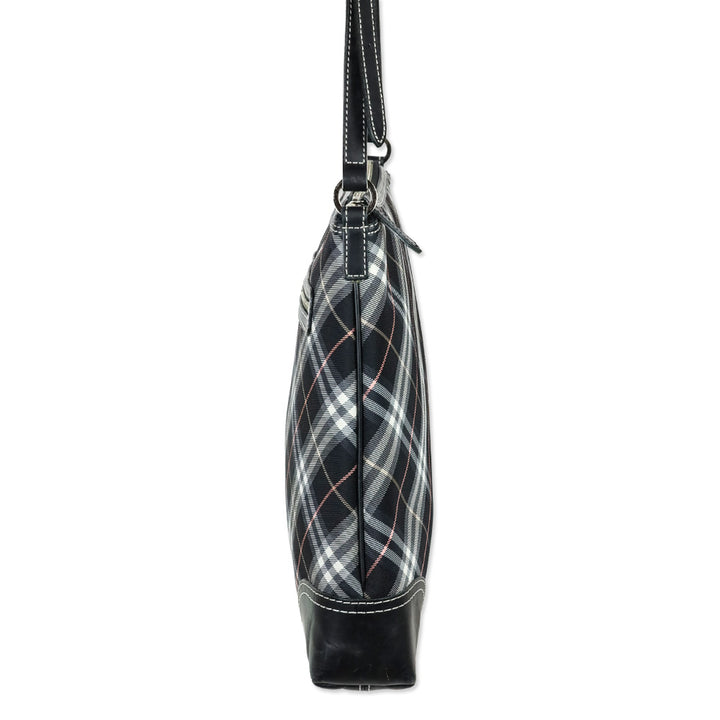 Burberry Black Plaid Canvas Shoulder Bag