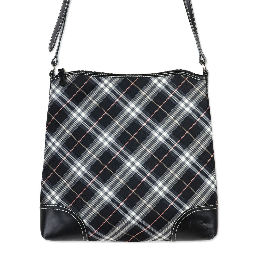 Burberry Black Plaid Canvas Shoulder Bag