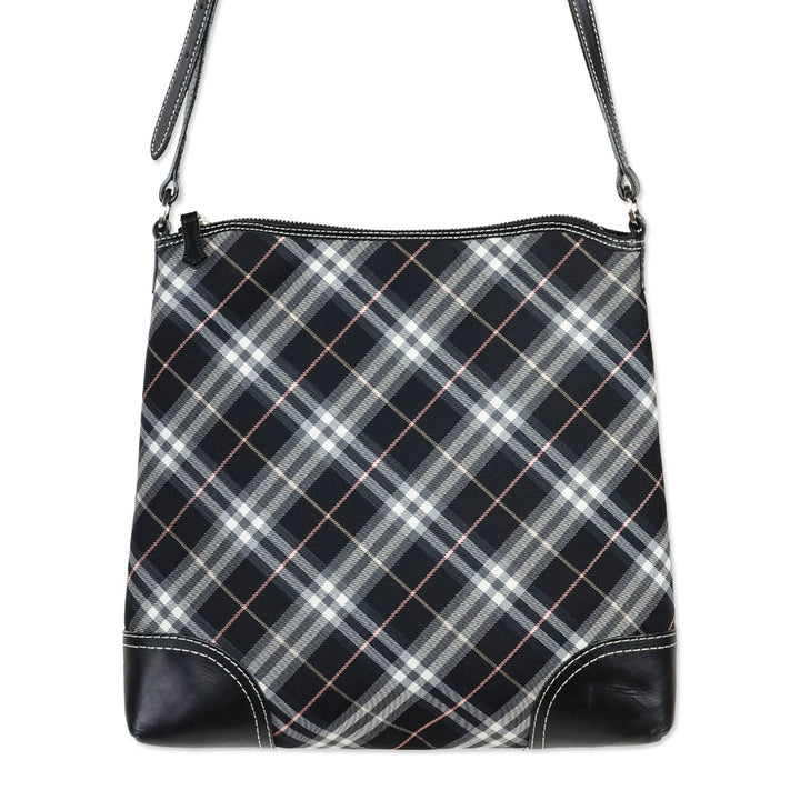 Burberry Black Plaid Canvas Shoulder Bag