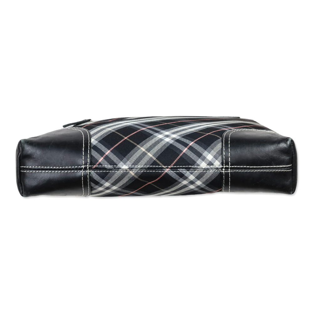 Burberry Black Plaid Canvas Shoulder Bag