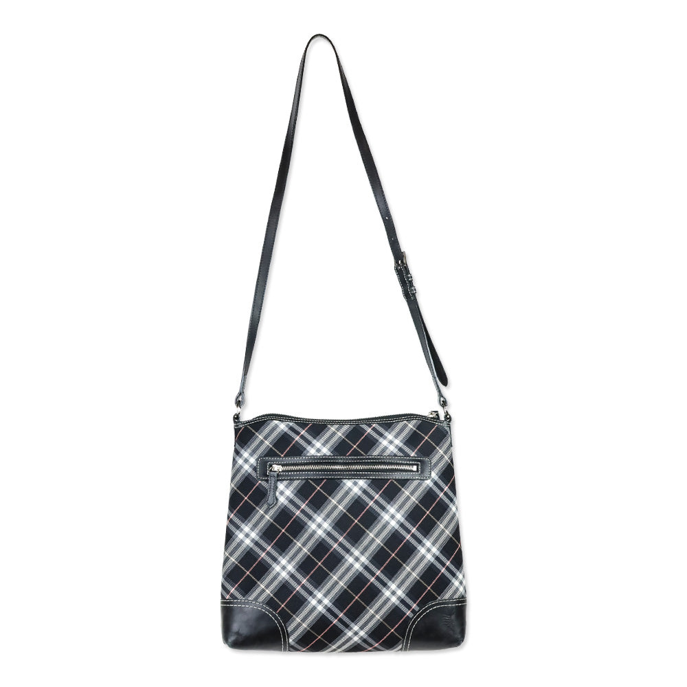 Burberry Black Plaid Canvas Shoulder Bag