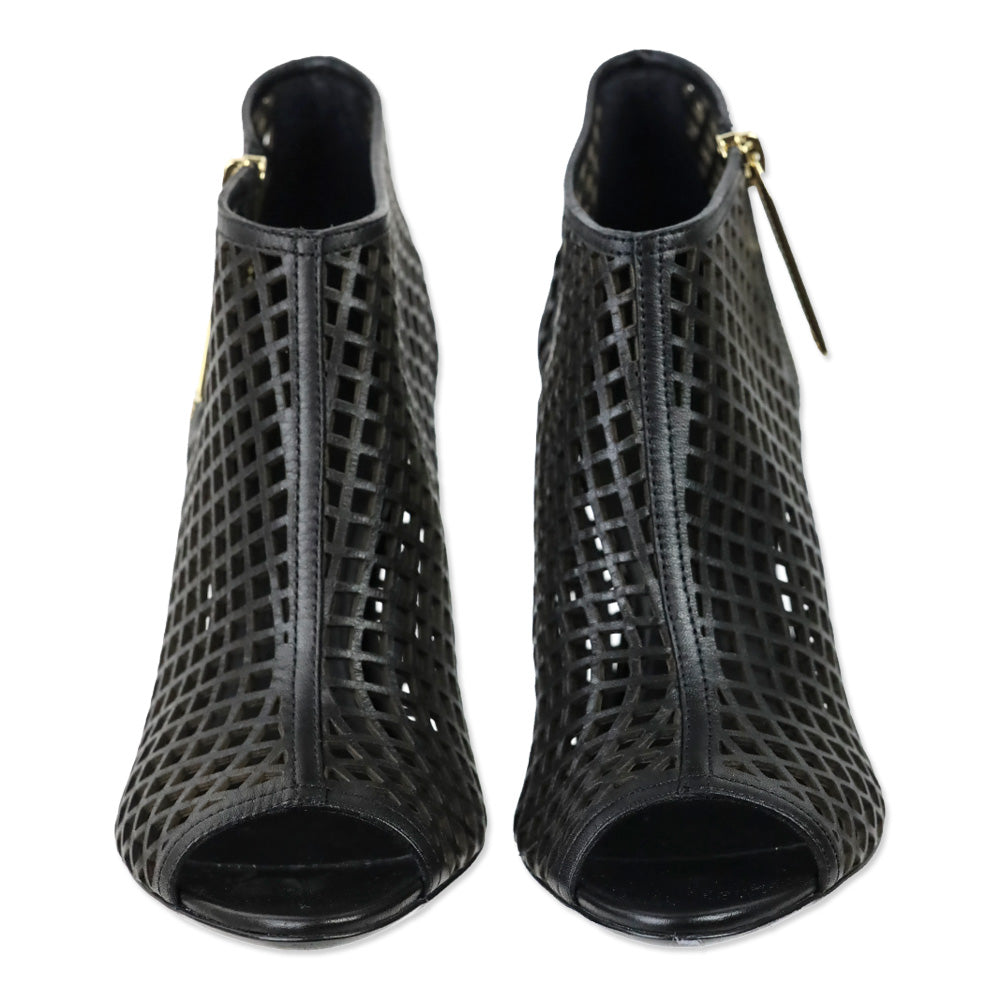 Burberry Black SG Grain Barmby 100 Peep Toe Ankle Boot