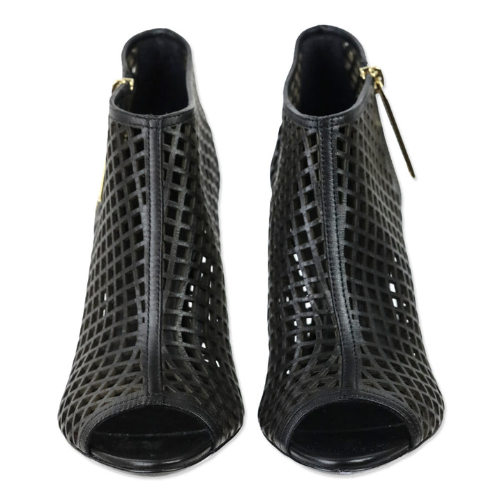 Burberry Black SG Grain Barmby 100 Peep Toe Ankle Boot