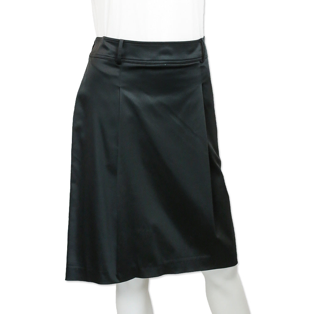 Burberry Black Satin Pleated Midi Skirt