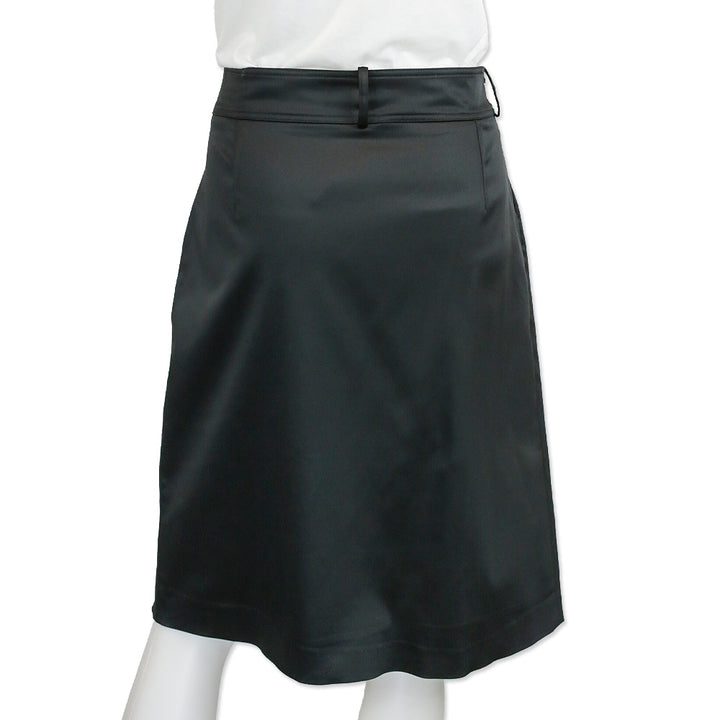 Burberry Black Satin Pleated Midi Skirt