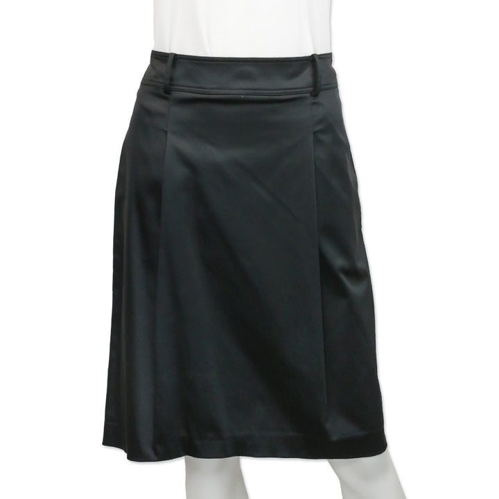 Burberry Black Satin Pleated Midi Skirt