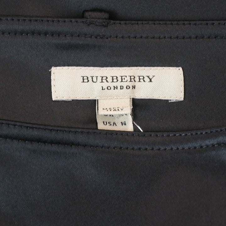Burberry Black Satin Pleated Midi Skirt