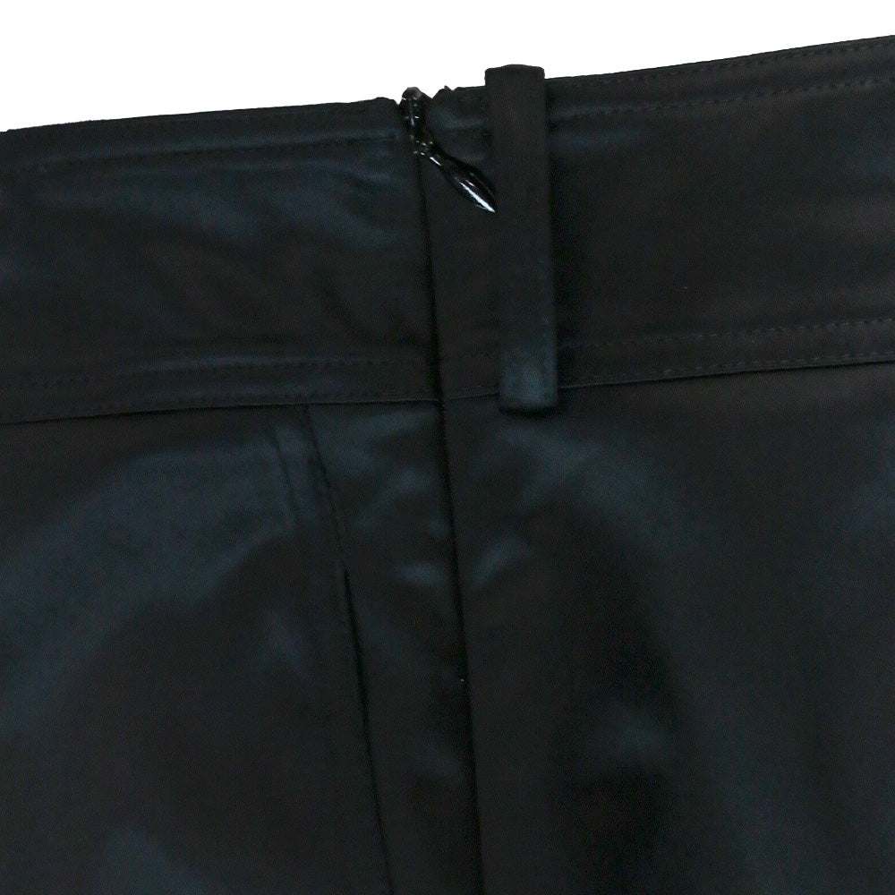 Burberry Black Satin Pleated Midi Skirt