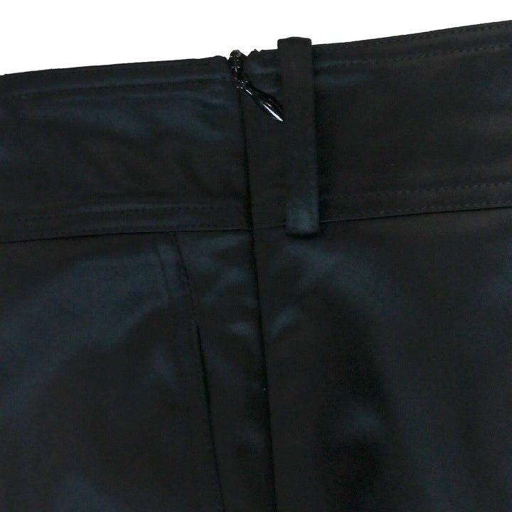 Burberry Black Satin Pleated Midi Skirt