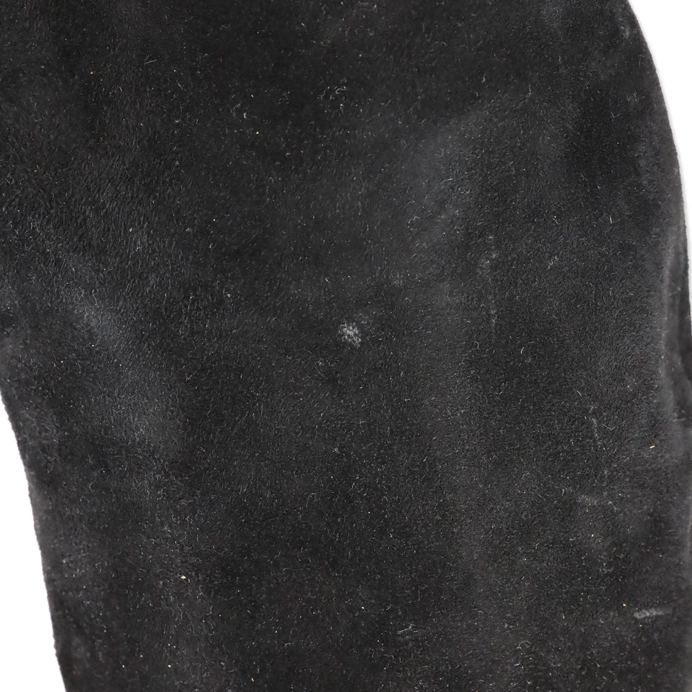 Burberry Black Suede Pointed Toe Platform Knee High Boot