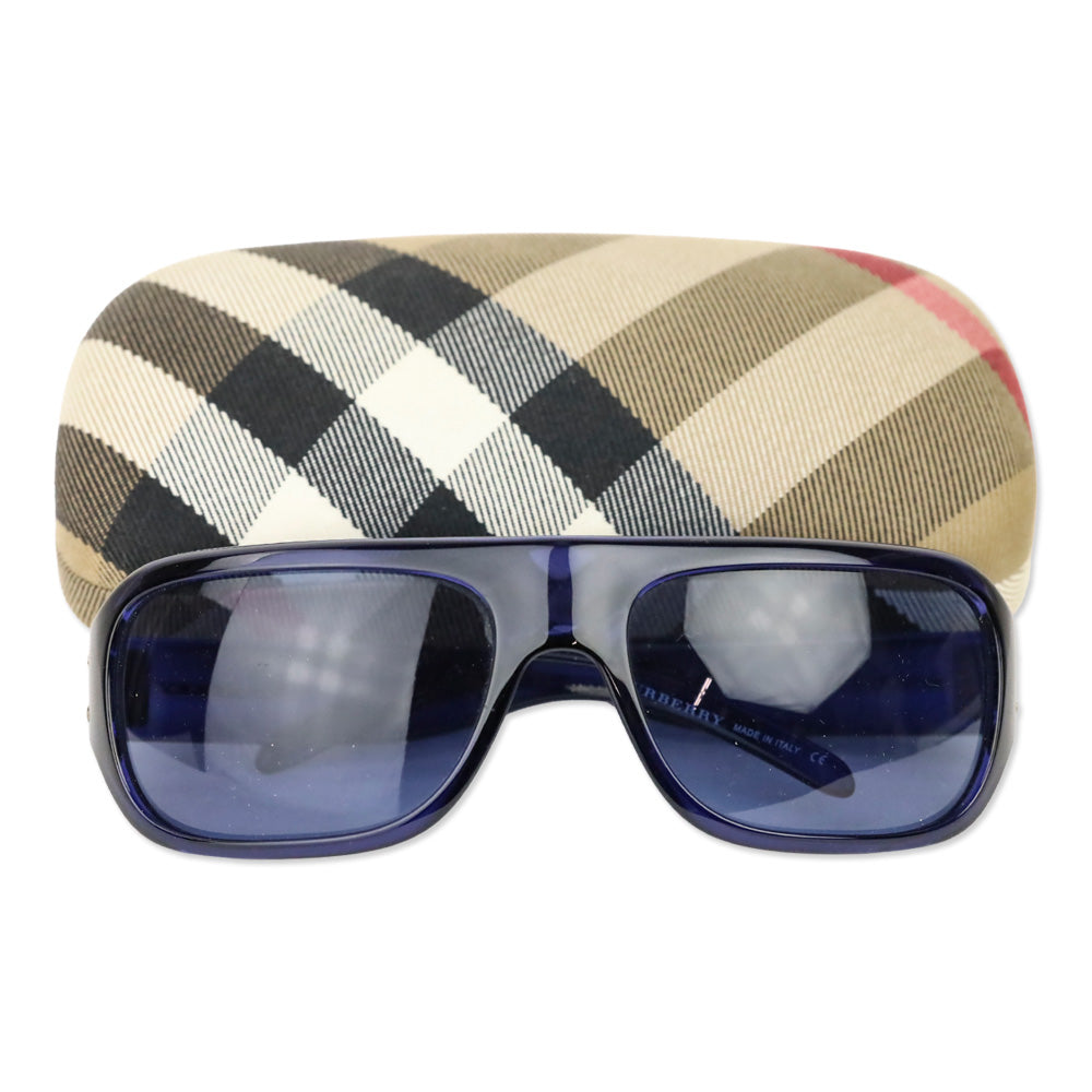 Burberry Blue Acetate Rectangle Sunglassess