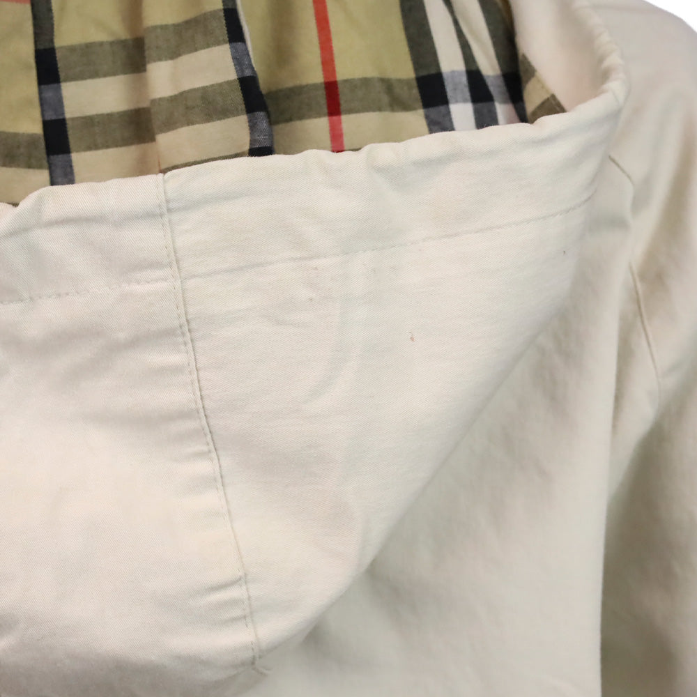 Burberry Blue Label Beige House Check Cuffed Zip Up Hooded Jacket