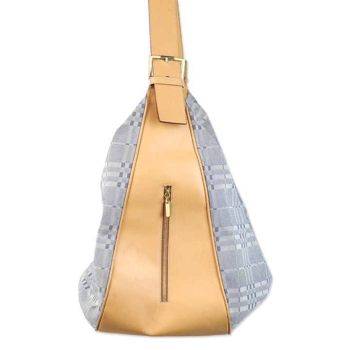 Burberry Blue Nova Check Canvas Extra Large Hobo Bag