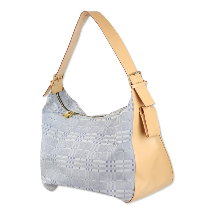 Burberry Blue Nova Check Canvas Extra Large Hobo Bag