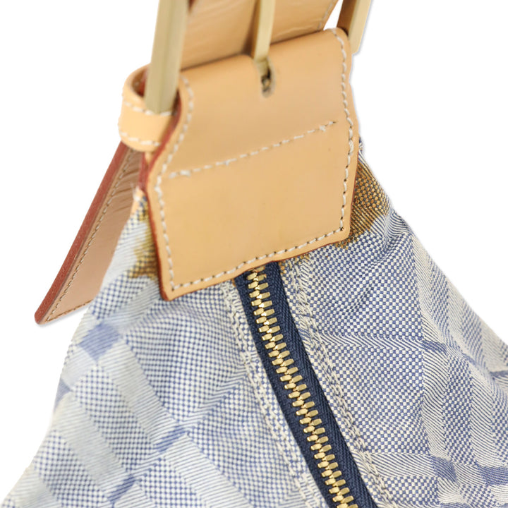 Burberry Blue Nova Check Canvas Extra Large Hobo Bag