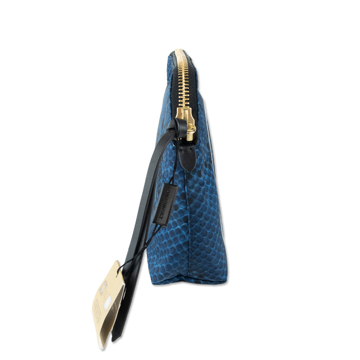 Burberry Blue Snake Skin Printed Nylon Large Pouch