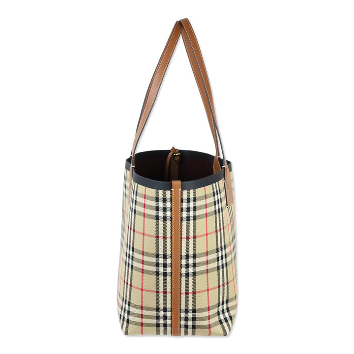 Burberry Briar Brown Medium London Check Canvas Tote Bag