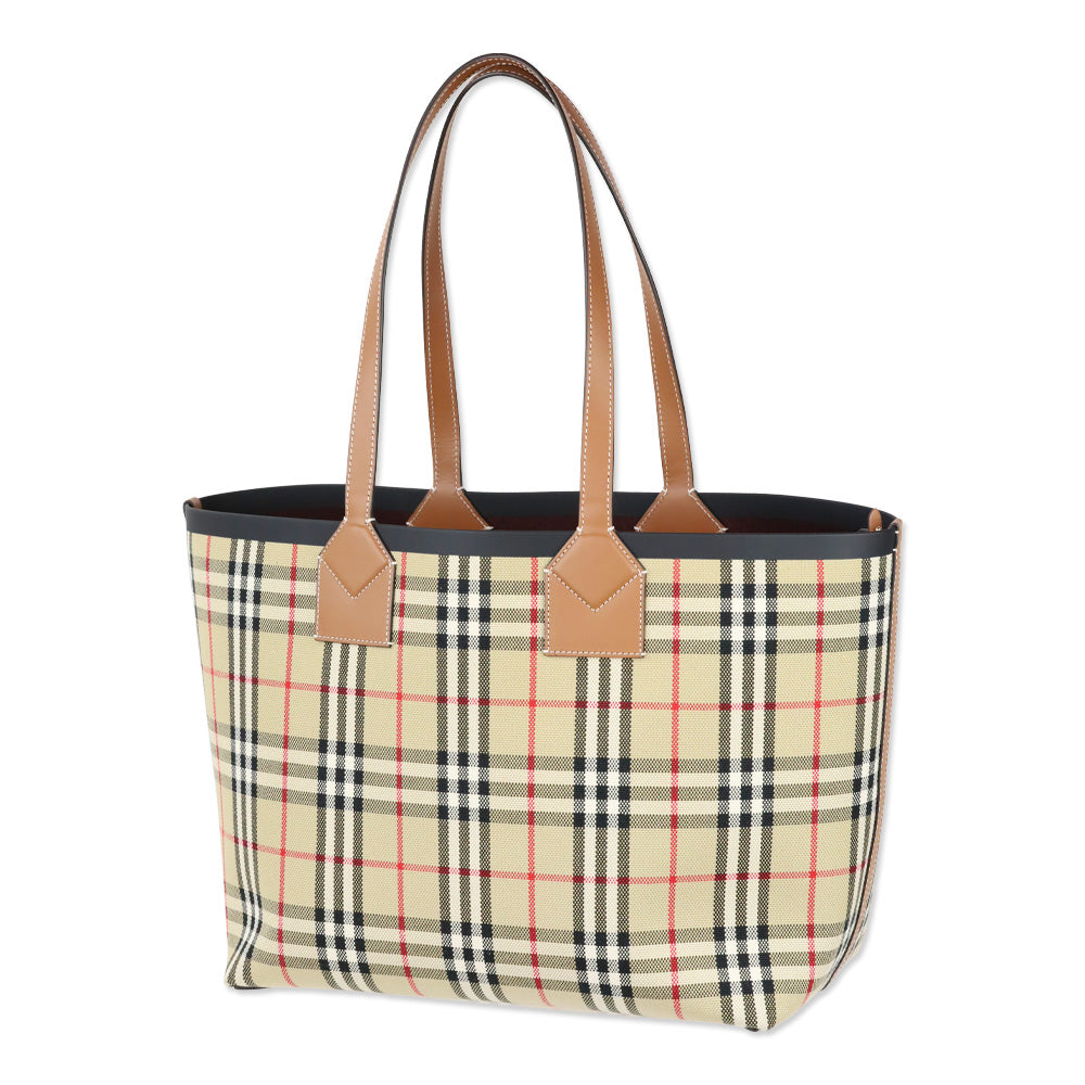 Burberry Briar Brown Medium London Check Canvas Tote Bag