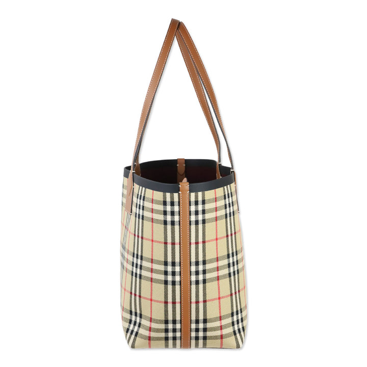 Burberry Briar Brown Medium London Check Canvas Tote Bag