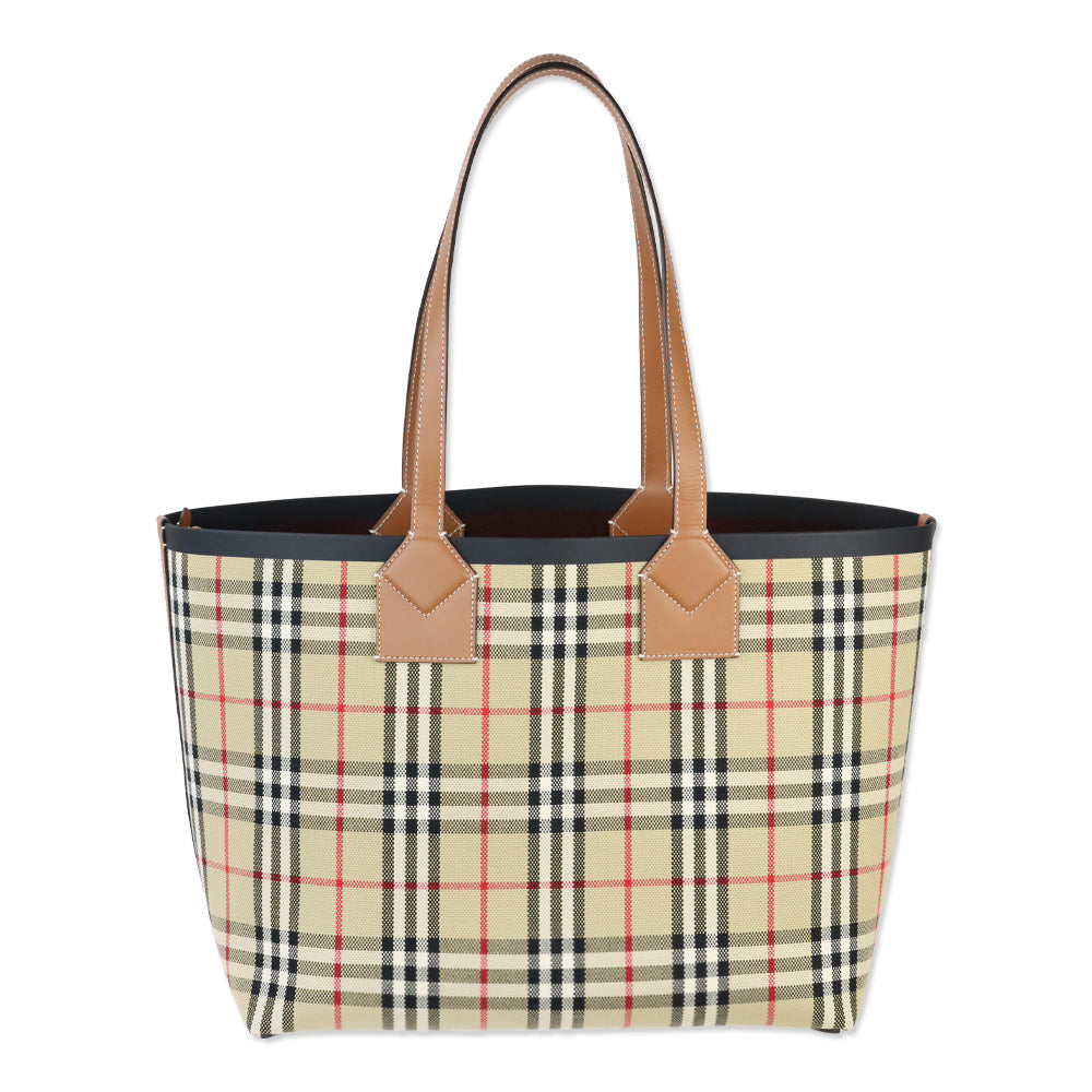 Burberry Briar Brown Medium London Check Canvas Tote Bag