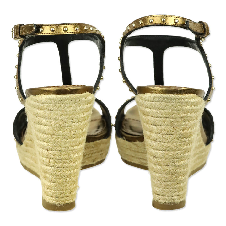 Burberry Bridle Housecheck Studded Laleham 100 Espadrille Wedge Sandal