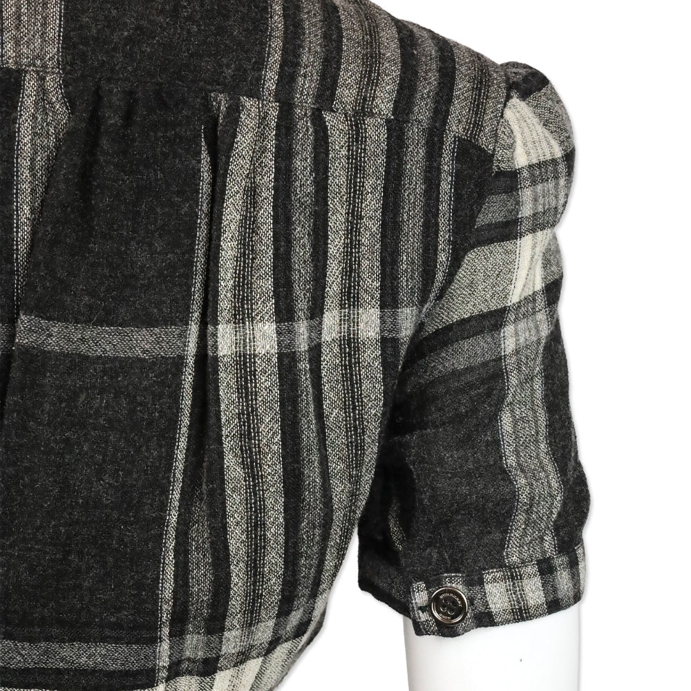 Burberry Brit Black Check Crepe Wool Keyhole Midi Dress