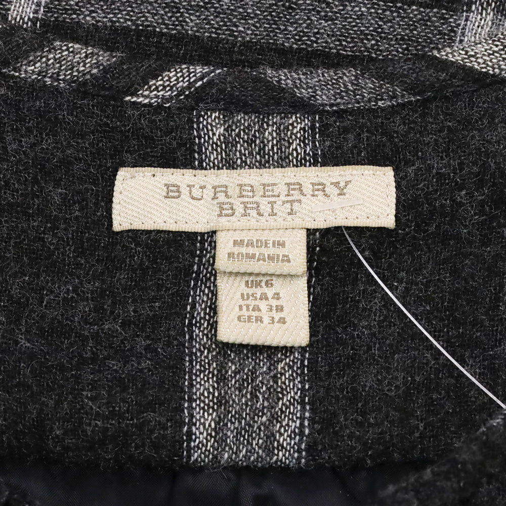 Burberry Brit Black Check Crepe Wool Keyhole Midi Dress
