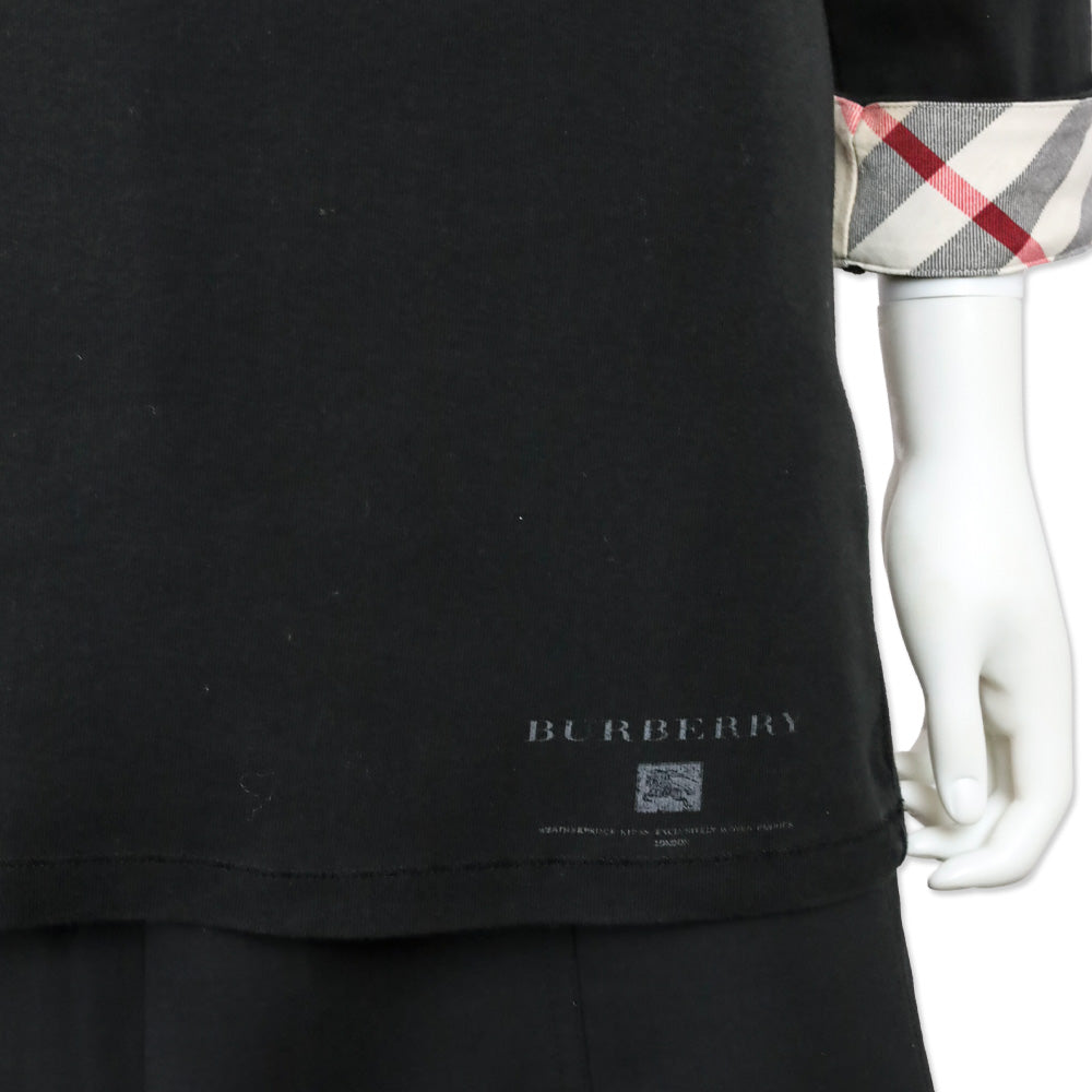 Burberry Brit Black Check Cuffed Scoop Neck Shirt