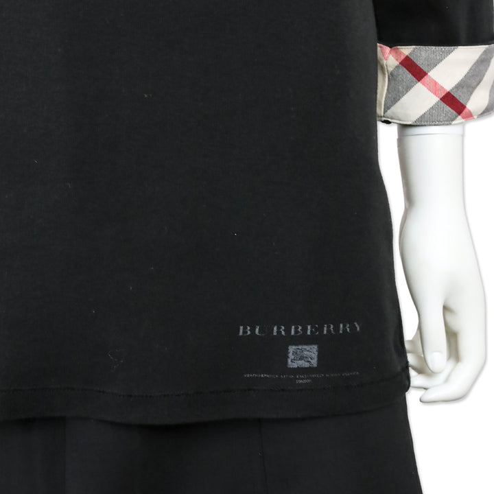 Burberry Brit Black Check Cuffed Scoop Neck Shirt