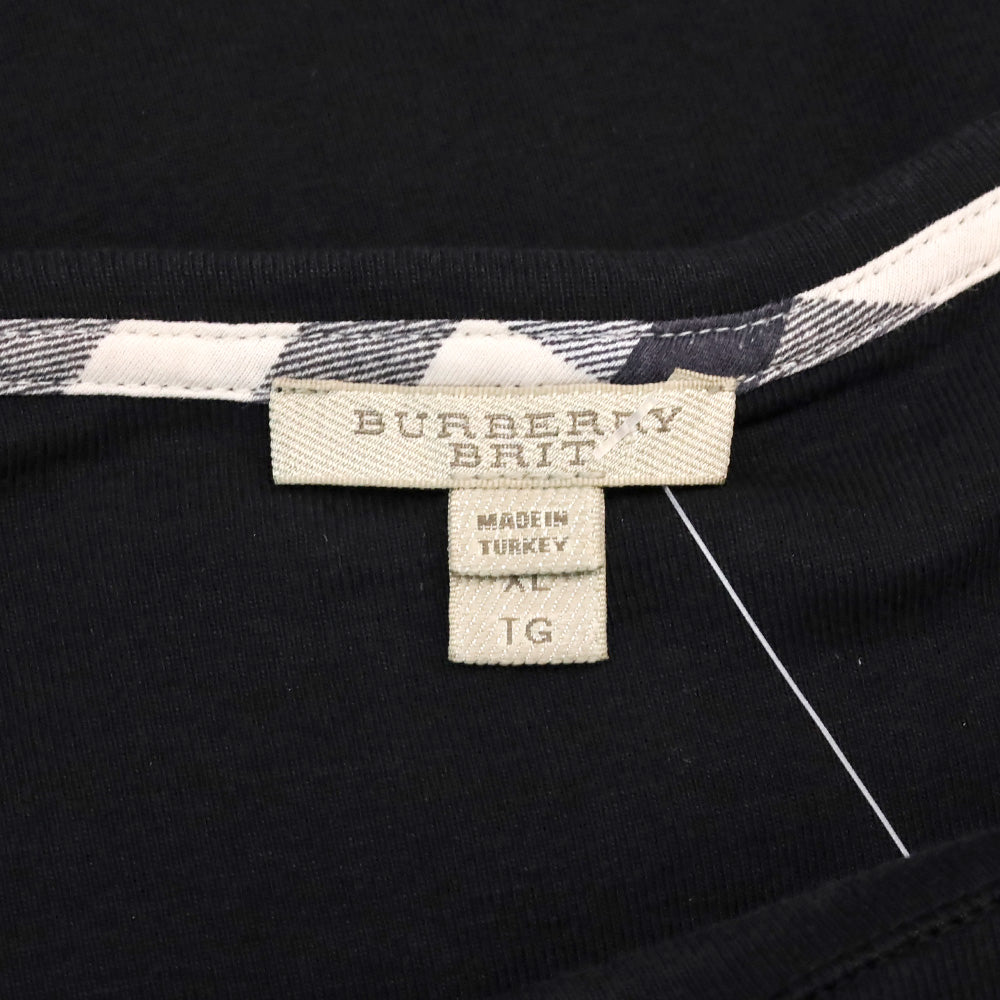 Burberry Brit Black Check Cuffed Scoop Neck Shirt
