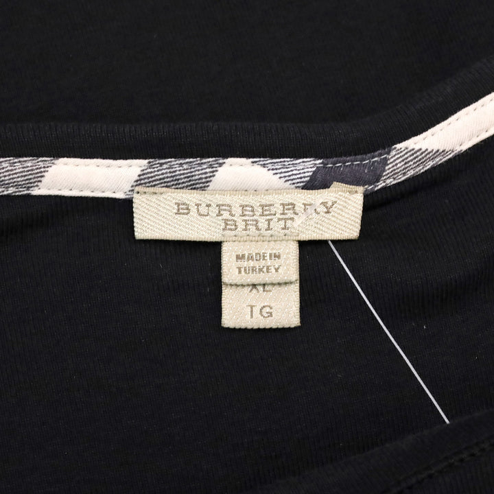 Burberry Brit Black Check Cuffed Scoop Neck Shirt