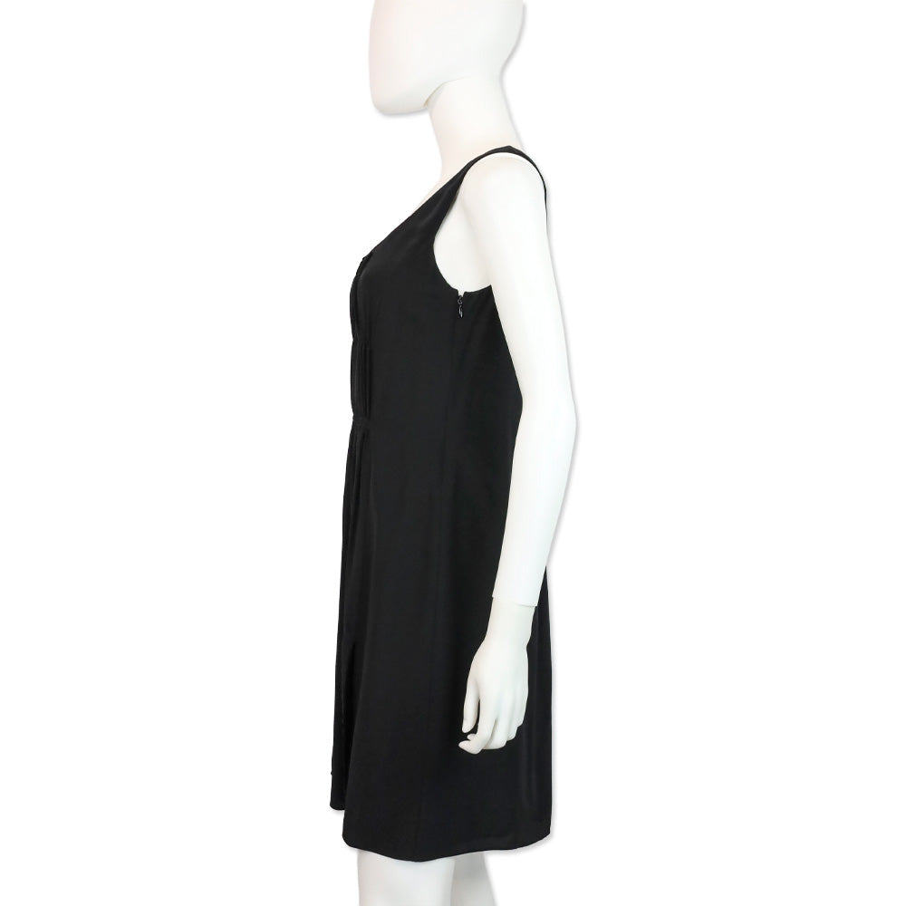 Burberry Brit Black Ruched Silk Sleeveless Mini Dress
