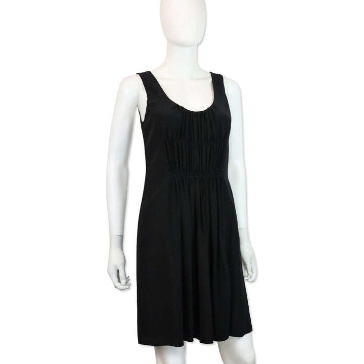 Burberry Brit Black Ruched Silk Sleeveless Mini Dress
