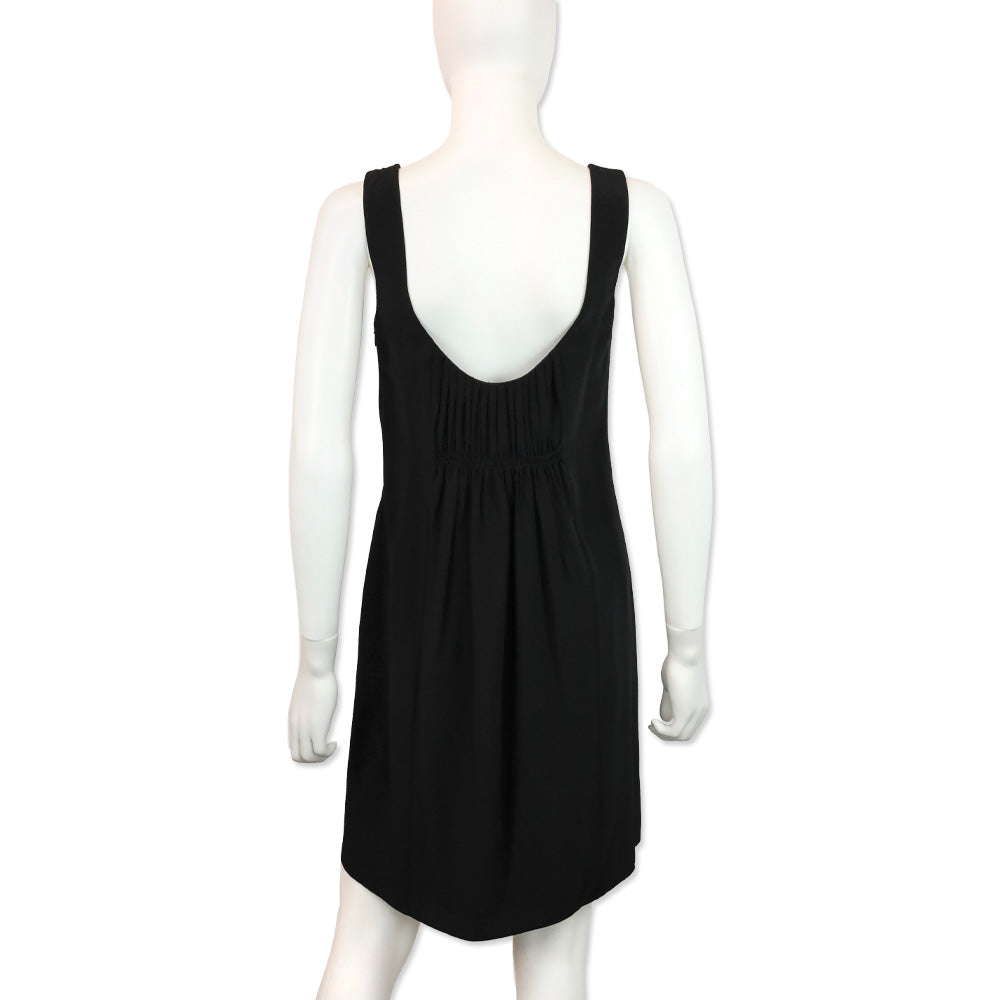 Burberry Brit Black Ruched Silk Sleeveless Mini Dress