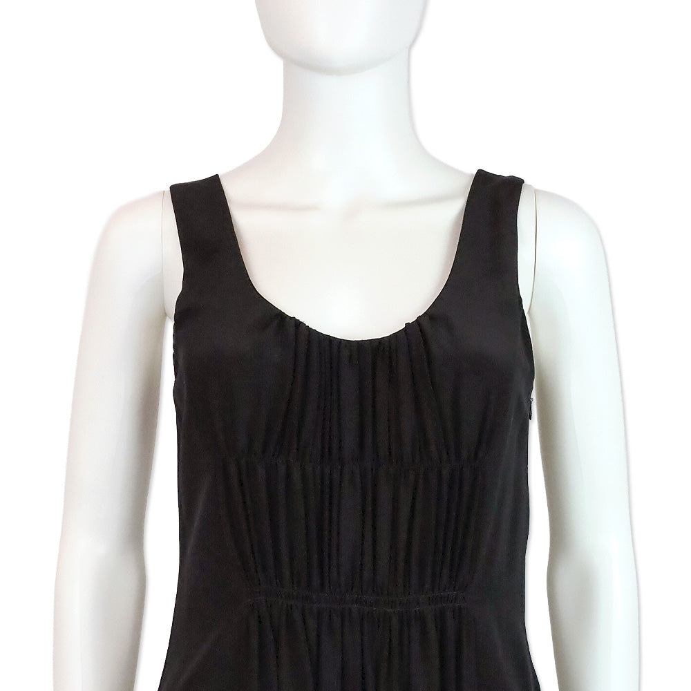 Burberry Brit Black Ruched Silk Sleeveless Mini Dress