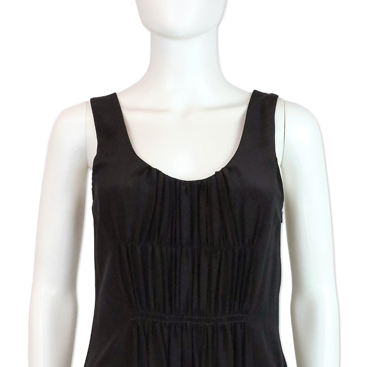 Burberry Brit Black Ruched Silk Sleeveless Mini Dress